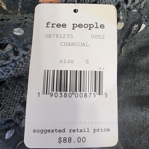 Free People Mandolin Crochet High Neck Tank Top‎ Charcoal Size S - Picture 8 of 9